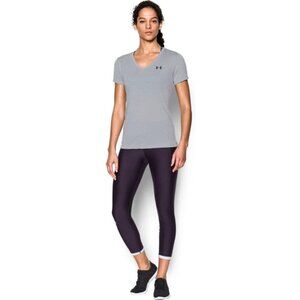 Under Armour T-Shirt Womens Medium Gray Semi-Fitted UA Tech Short Sleeve V-Neck